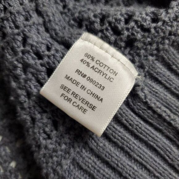 Roxy Women’s Open-Knit Button Front Cardigan M Slate Gray Lightweight Sweater - Picture 5 of 6